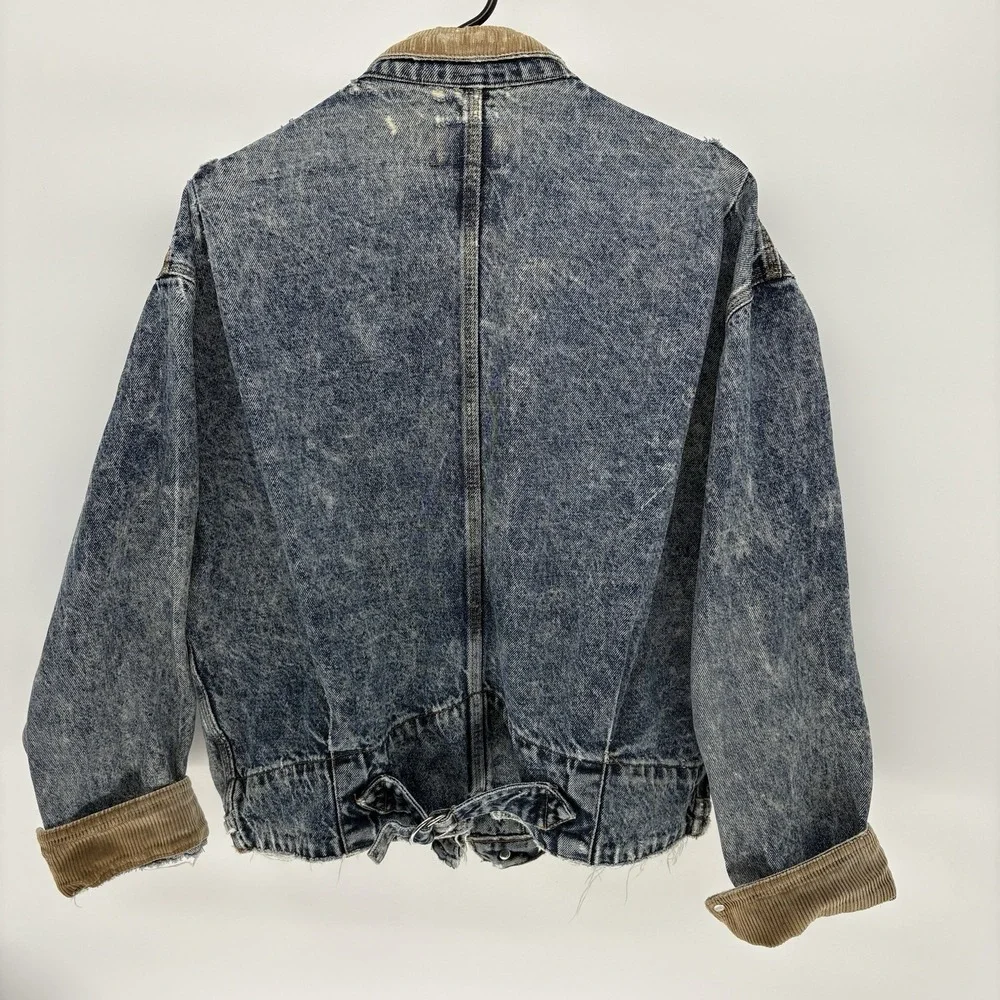 Vintage 60s Levis Denim Chore Jacket A-2 Bomber Buckle Back Orange Tab USA M